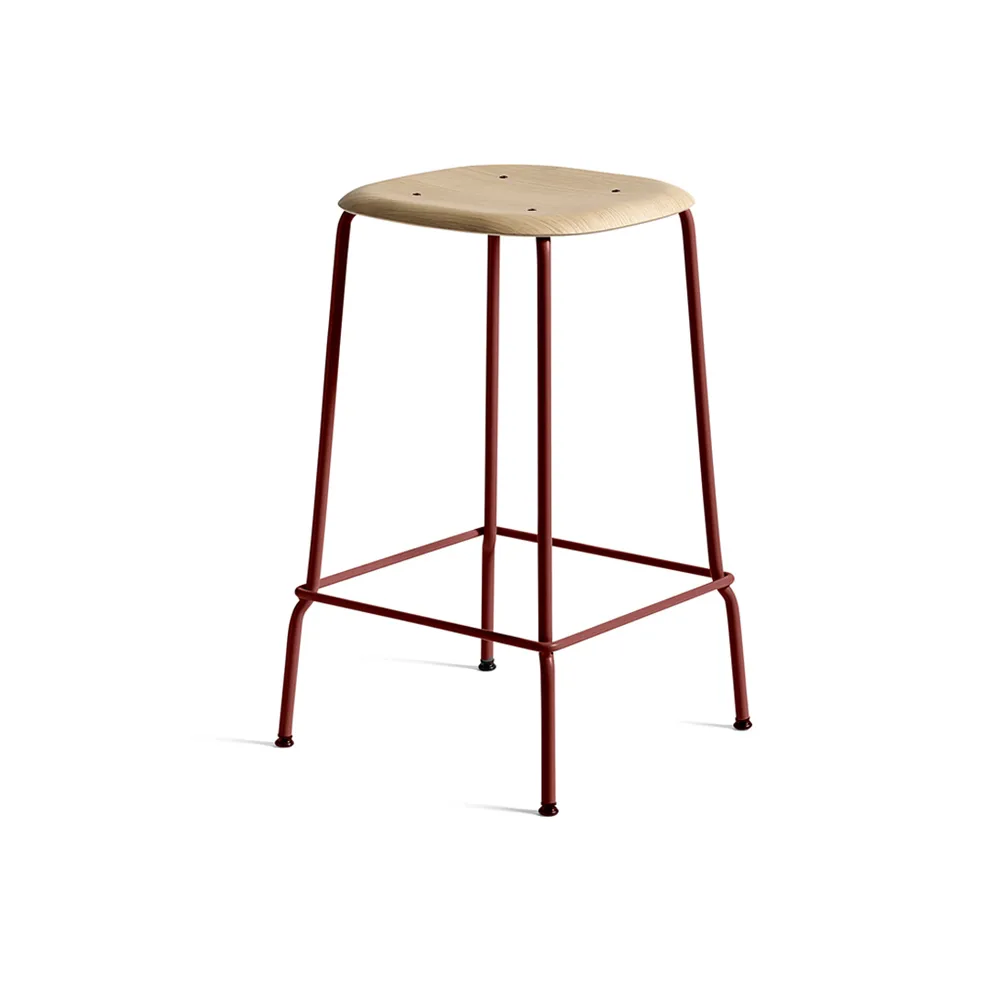 Soft Edge 30 Low barpall, Ek-fall red stålstativ HAY