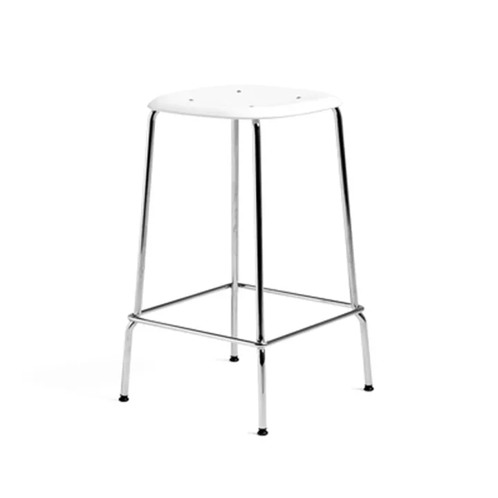 Soft Edge 85 Low barpall - White, krom stålstativ - HAY