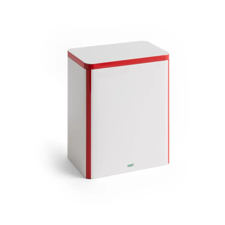 Tin Container förvaringsburk large, Off white-red HAY