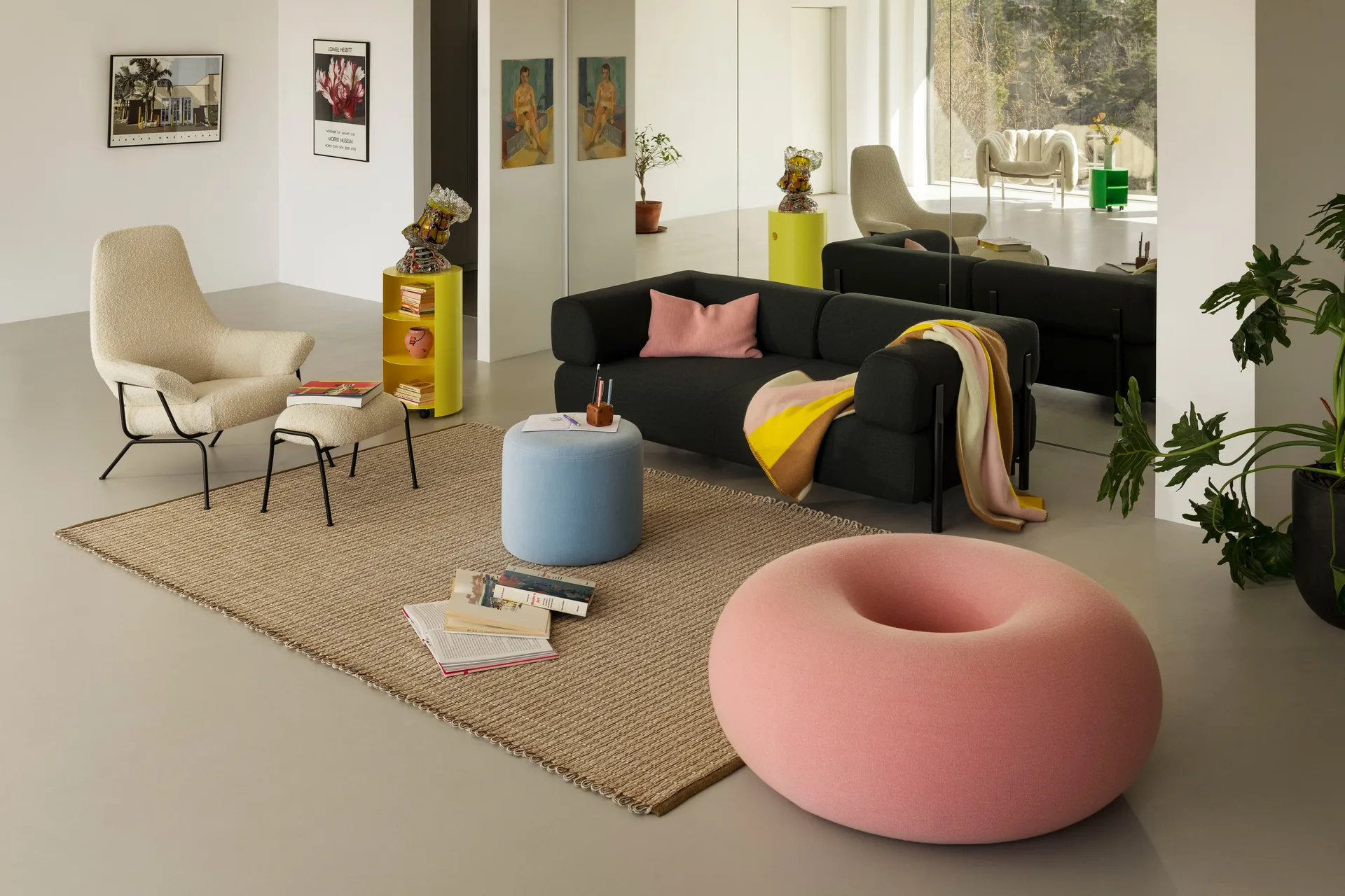 Boa puff Ø114 cm, Cotton candy Hem