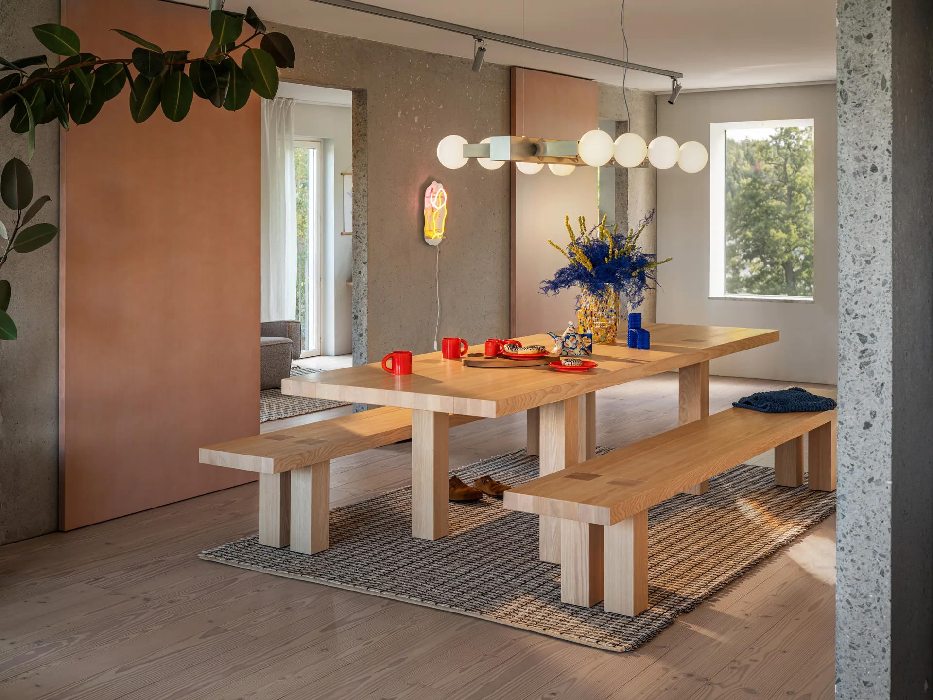 Max bord med bänkar 250 cm, Ask Hem