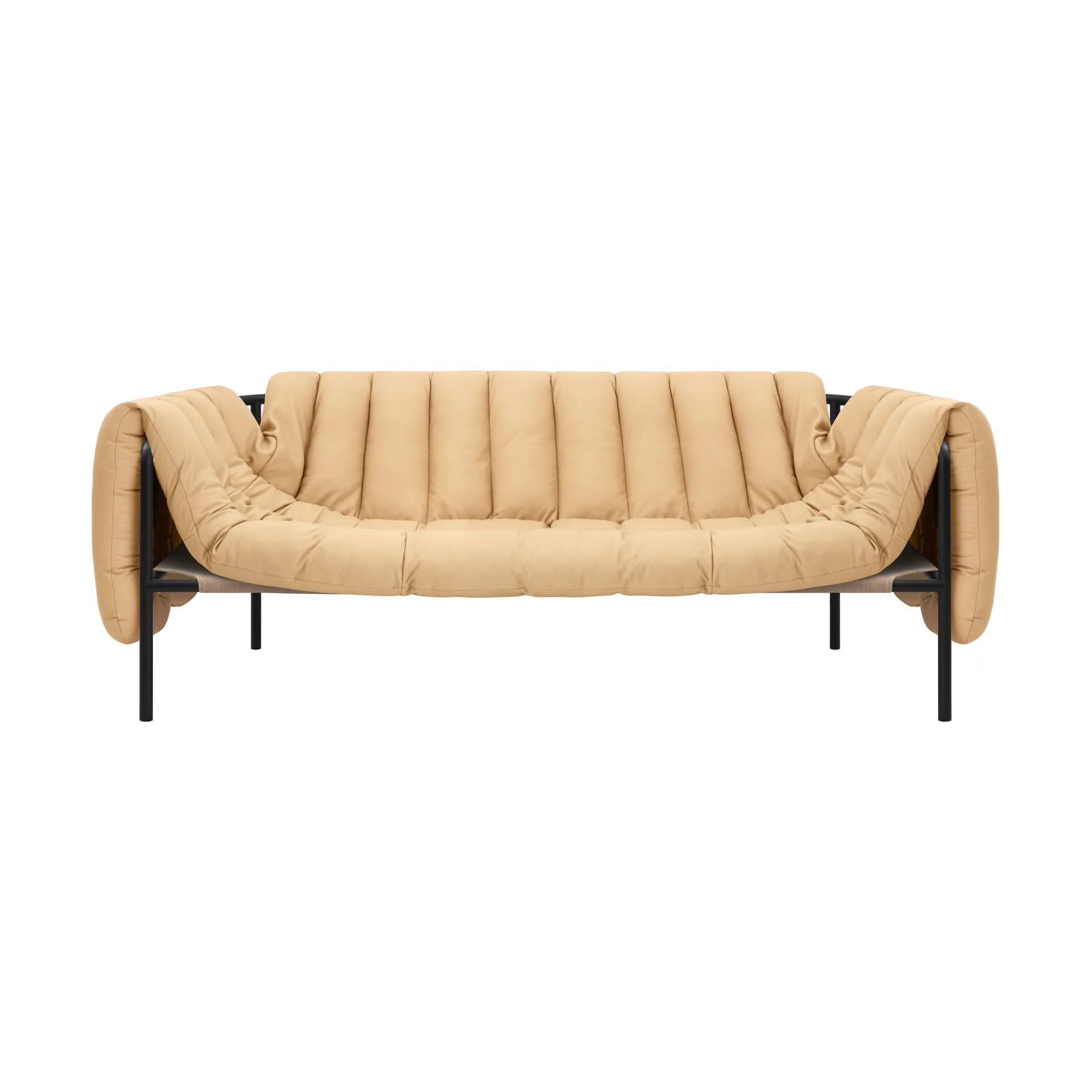 Puffy 2,5-sits soffa 205 cm, Sand leather-black grey Hem
