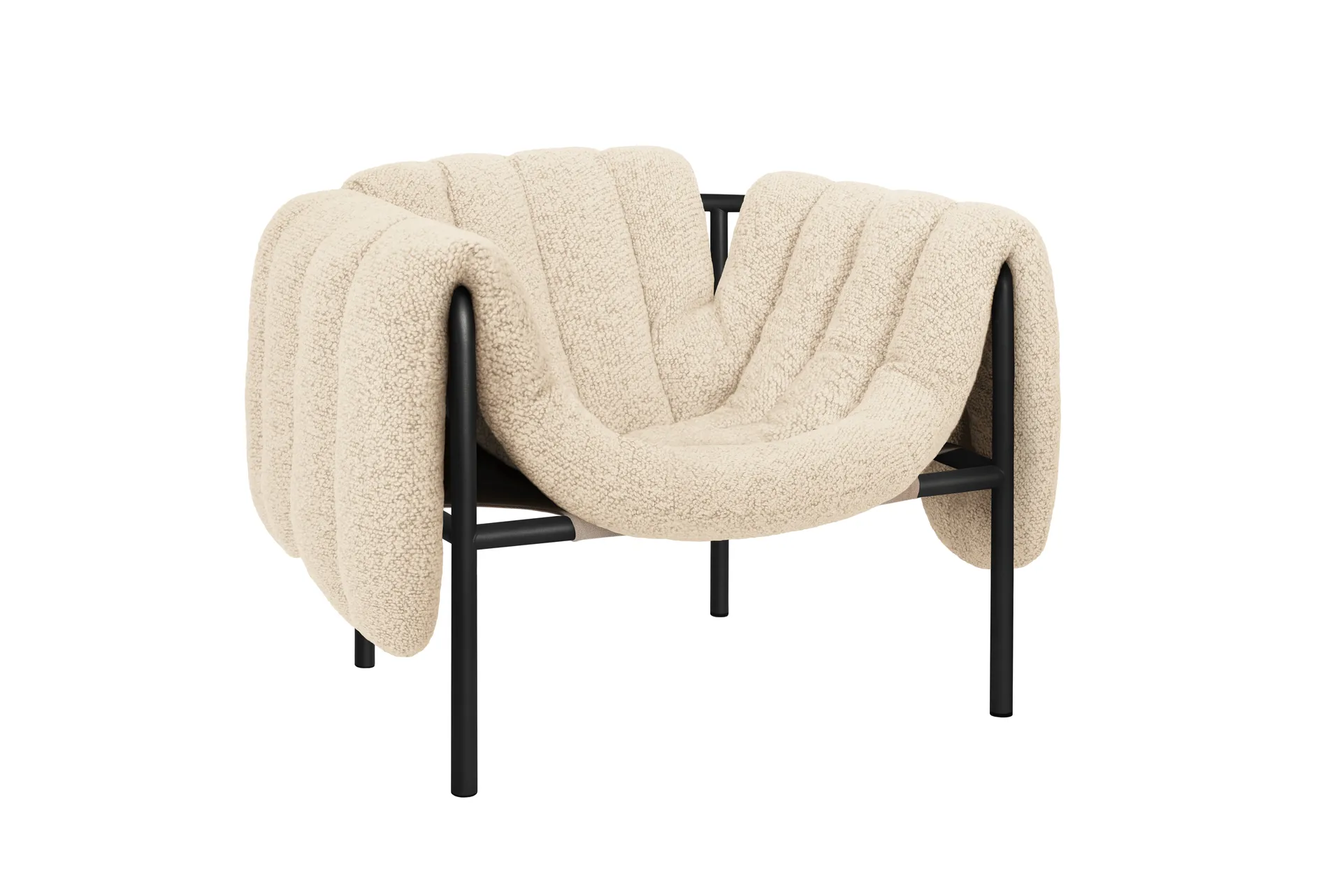 Puffy loungefåtölj, Eggshell-black grey Hem