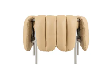 Puffy loungefåtölj - Sand leather-rostfritt stål - Hem
