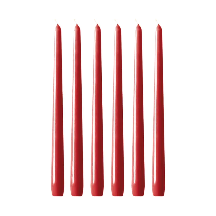 Herrgårdsljus 30 cm 6-pack - Röda glans - Hilke Collection
