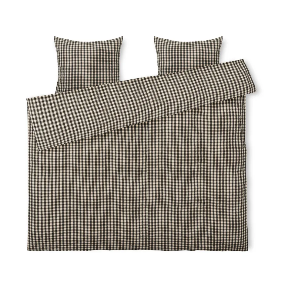 Bæk&Bølge bäddset 220x220 cm, Svart-sand Juna