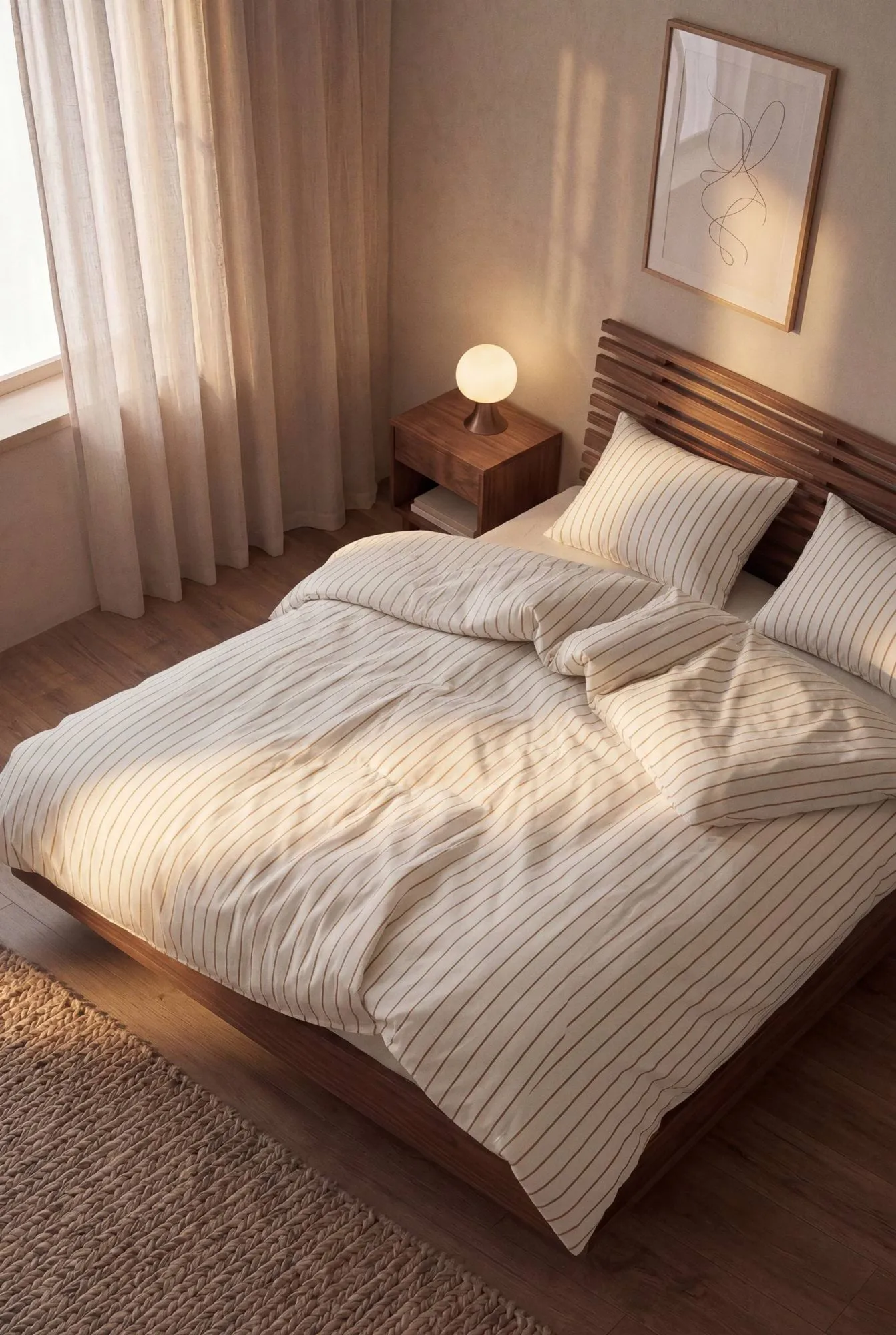 Soft Påslakanset, 220x220/2x50x60 cm, Offwhite-karamell Juna