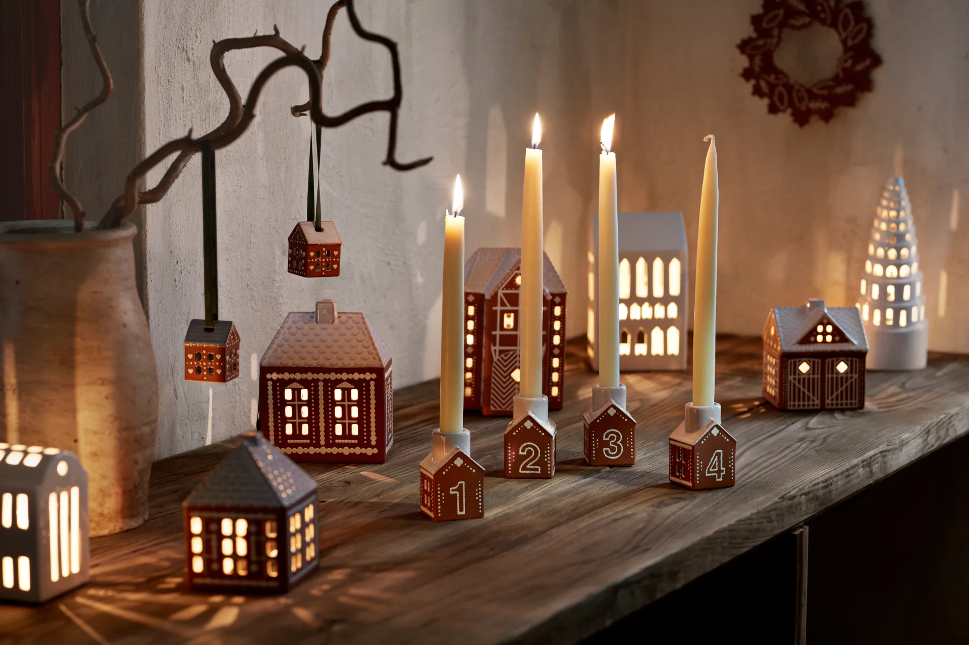 Gingerbread adventsljusstake 4 delar, Brun Kähler