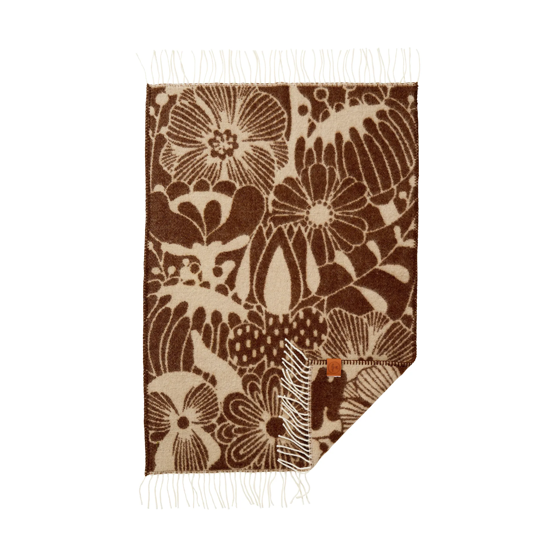 Blomranka barnpläd, Brown-beige, 65x110 cm Klippan Yllefabrik