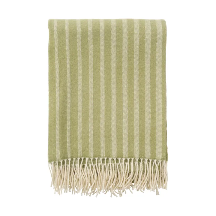 Irregular stripes ullpläd - Olive, 130x200 cm - Klippan Yllefabrik