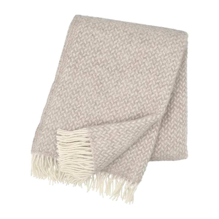 Polka ullpläd - Beige - Klippan Yllefabrik