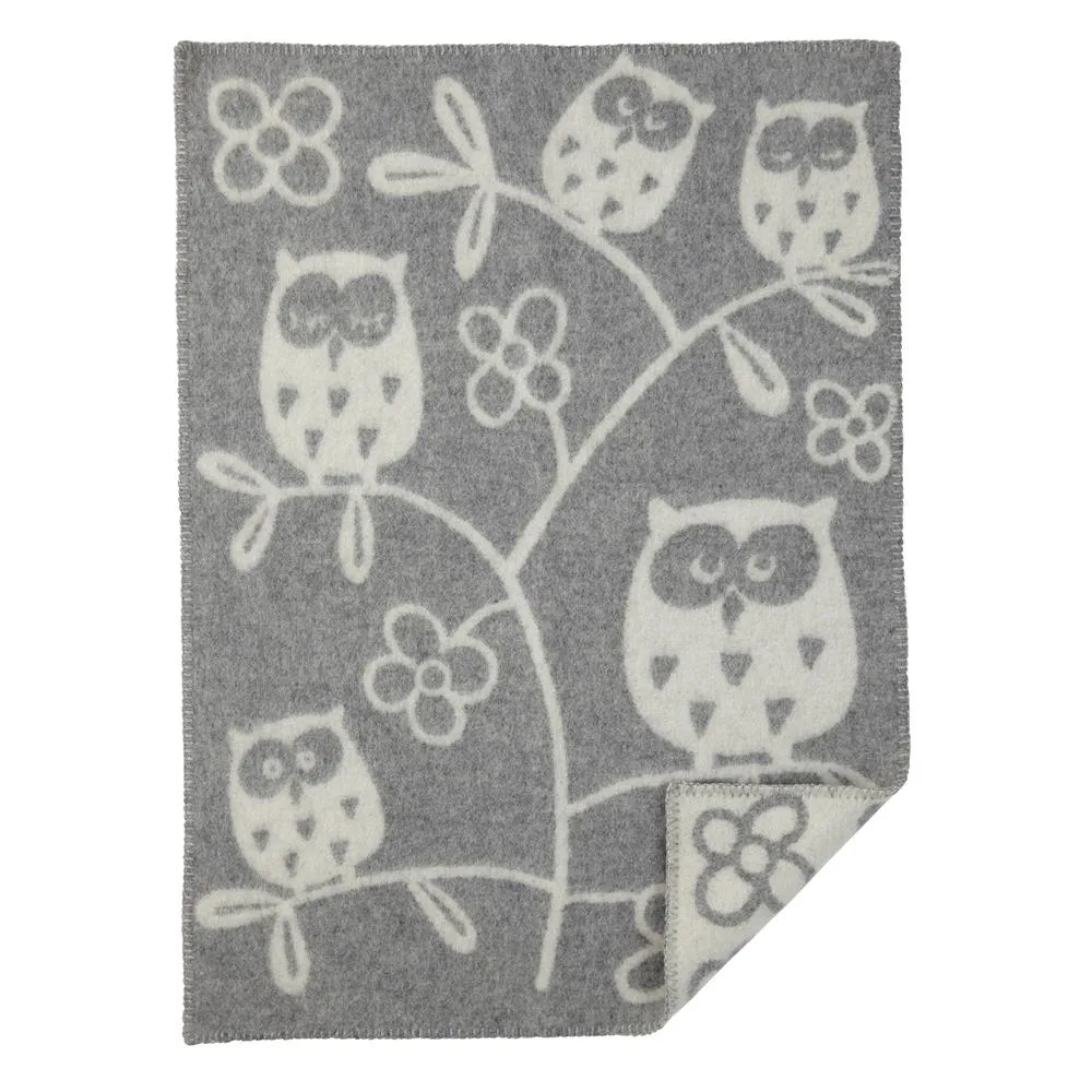 Tree Owl barnfilt, ljusgrå Klippan Yllefabrik