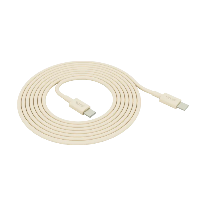 Kord USB-C till USB-C laddningskabel 1,8 m - Pearled Ivory - Kord