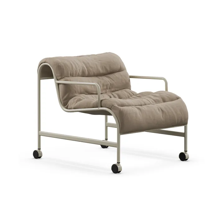 Sunny fåtölj med armstöd - Banrum Hemp-beige textur stativ m. hjul - Lammhults