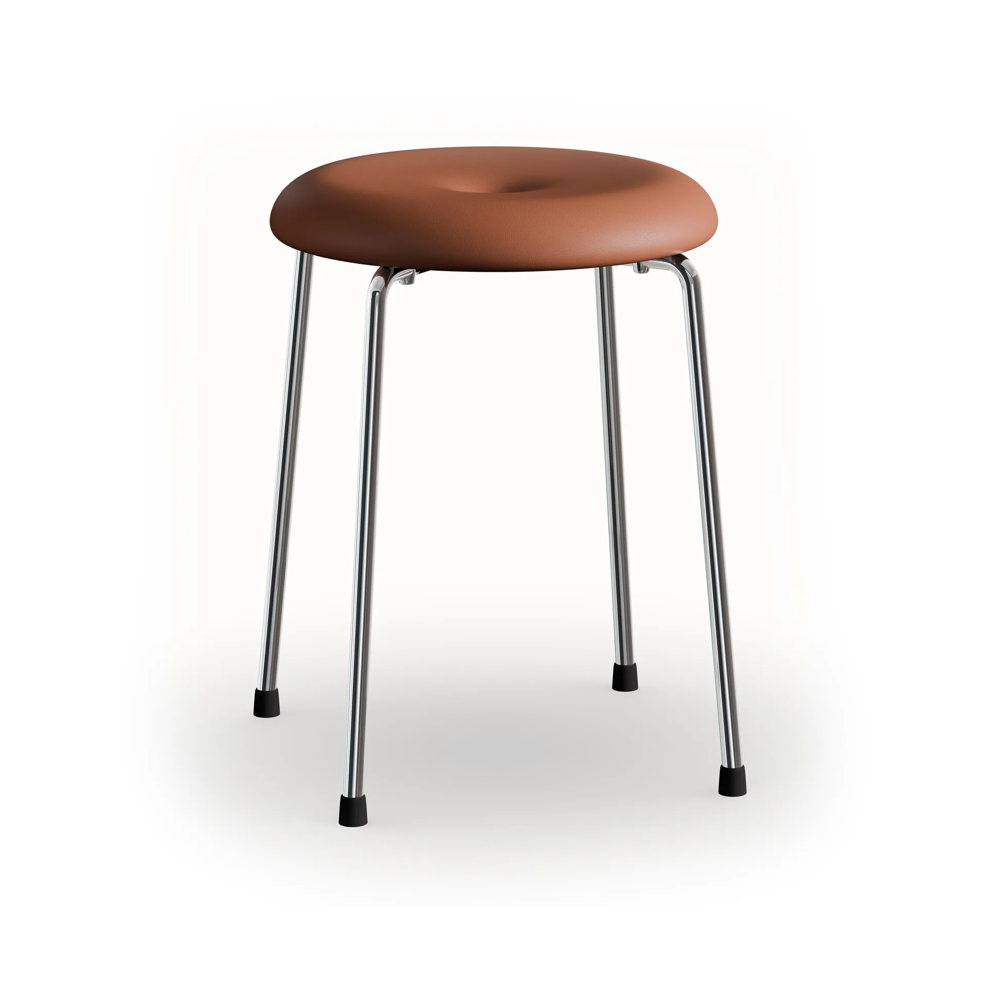 Taburett pall, Cognac läder-kromat stativ, 45 cm Lammhults