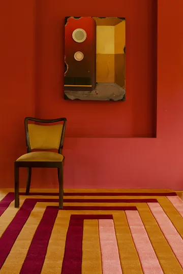 Teklan Labyrinth ullmatta - Coral pink, 200x300 cm - Layered