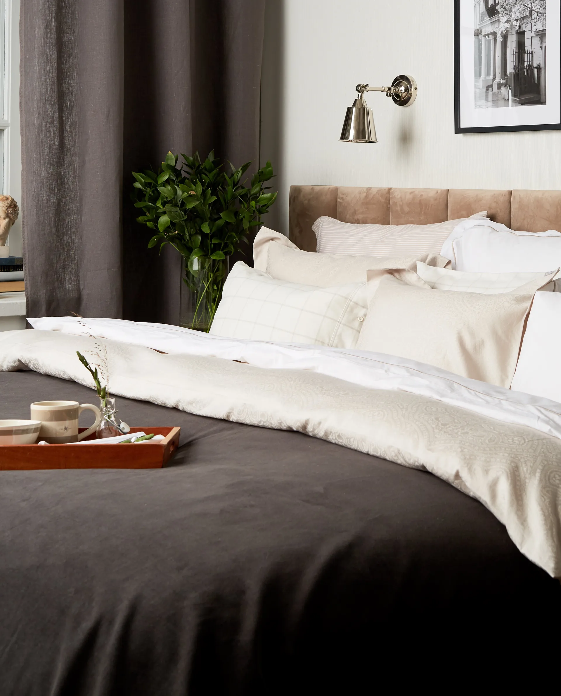 Hotel Percale örngott 65x65 cm, Vit-ljusbeige Lexington