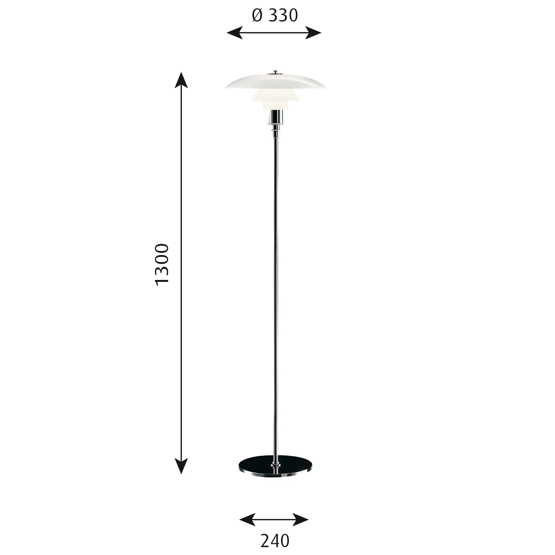 PH 3½-2½ golvlampa, Krom Louis Poulsen
