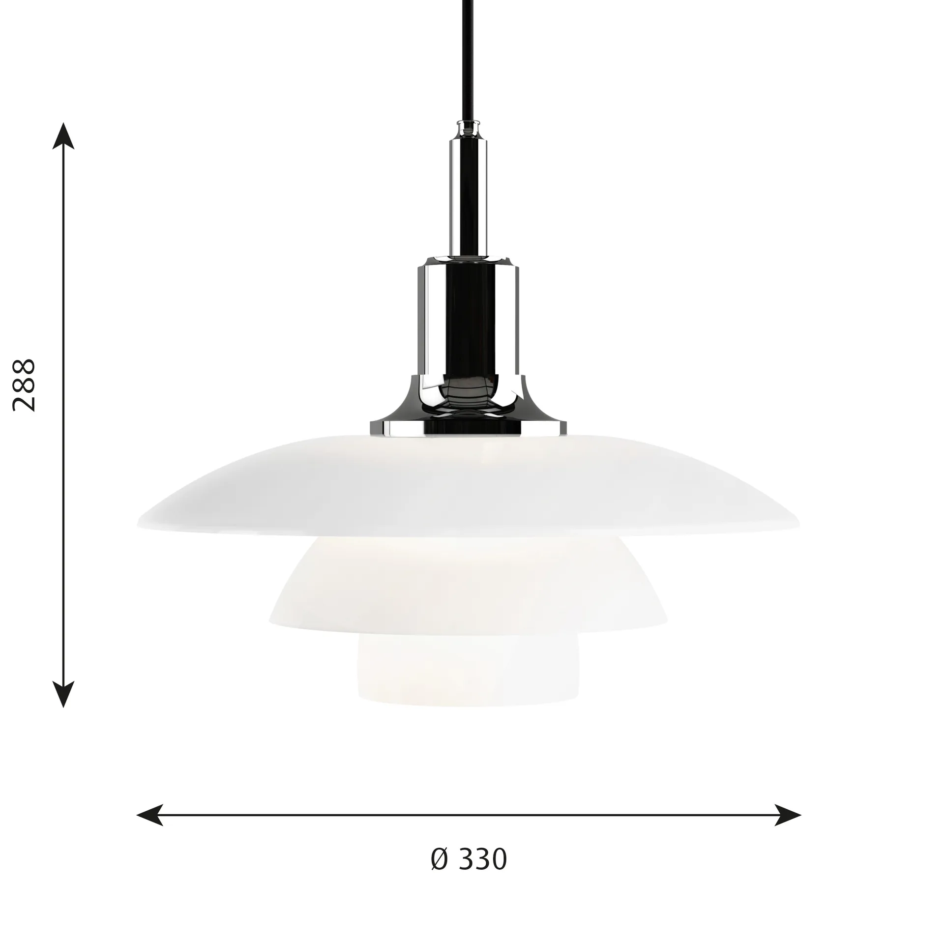 PH 3½-3 opalglas pendel, Krom Louis Poulsen