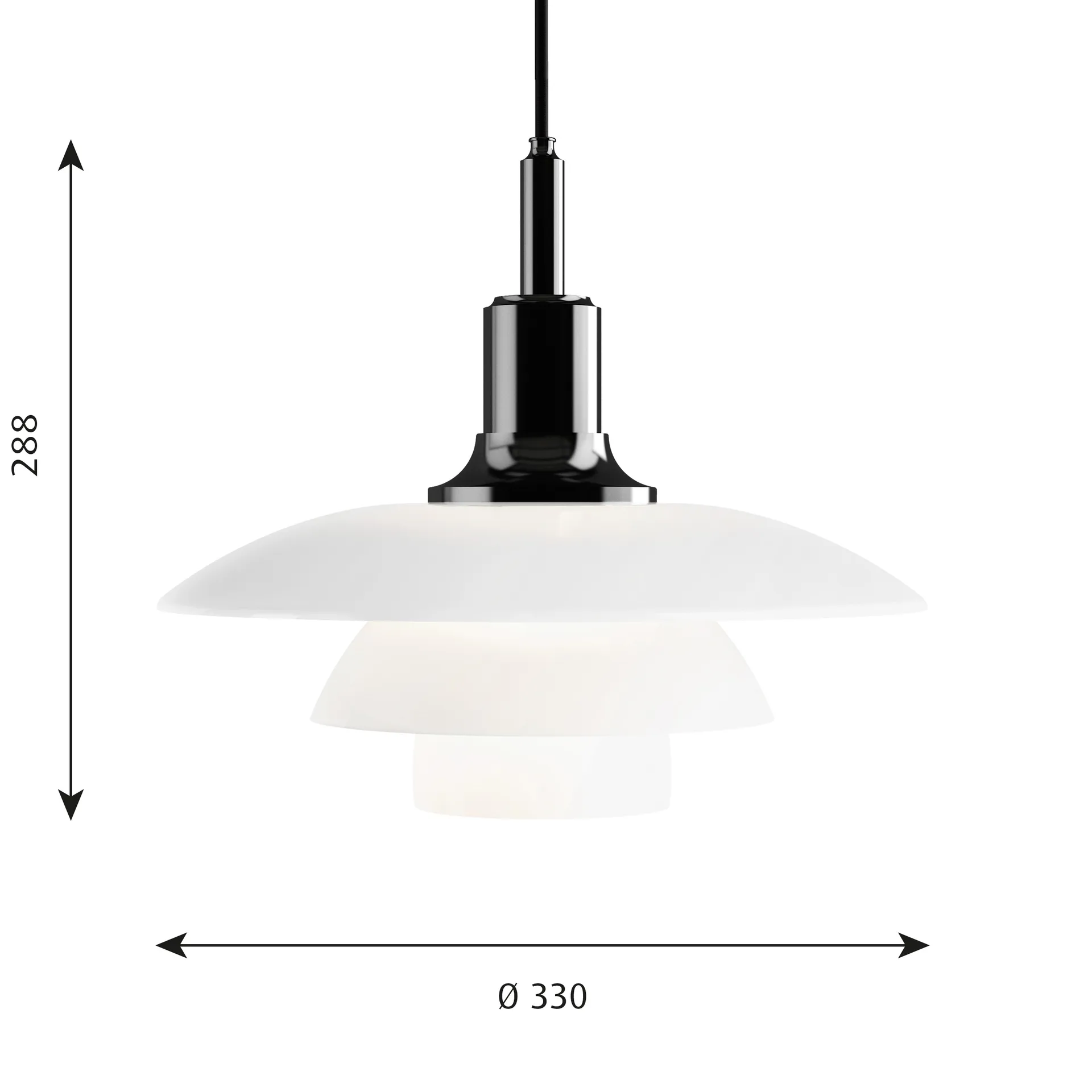 PH 3½-3 opalglas pendel, Svart Louis Poulsen