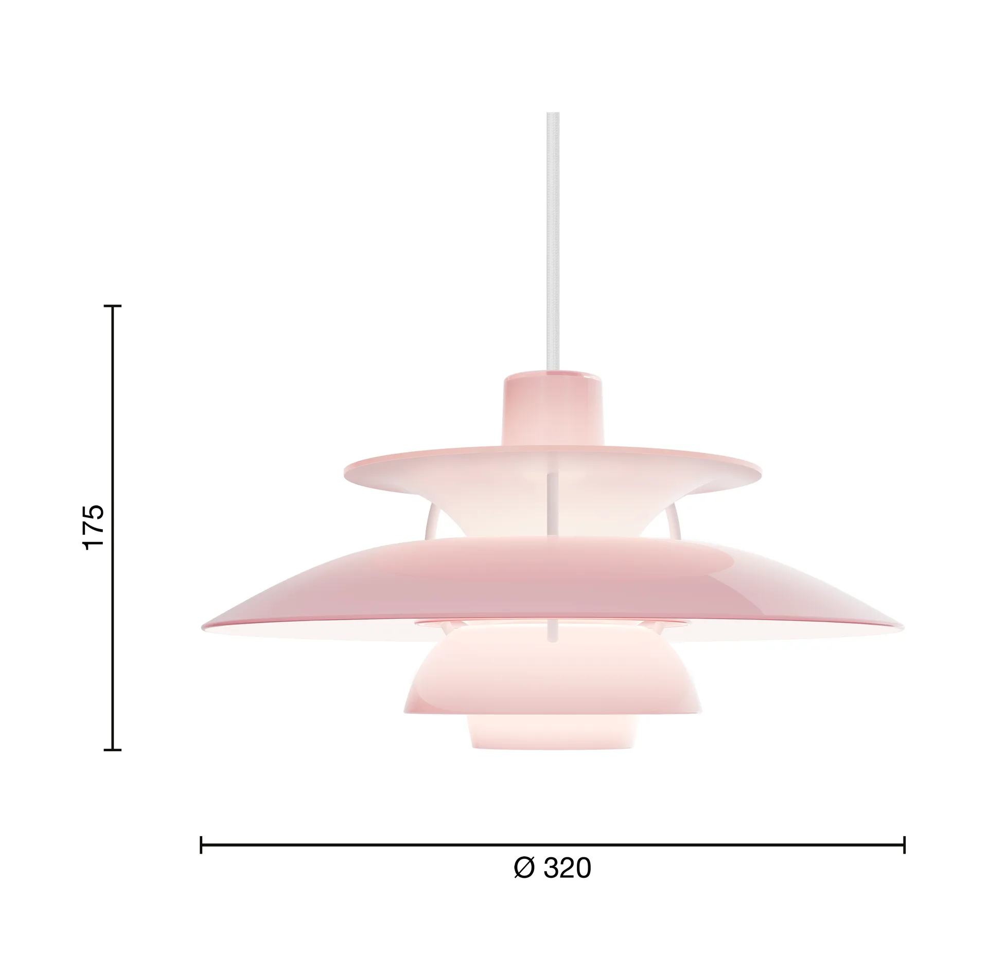 PH 5 pendel, Ø320, Opal pale rose Louis Poulsen