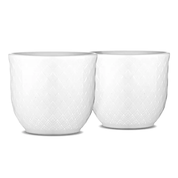 Rhombe äggkopp, 2-pack - vit - Lyngby Porcelæn