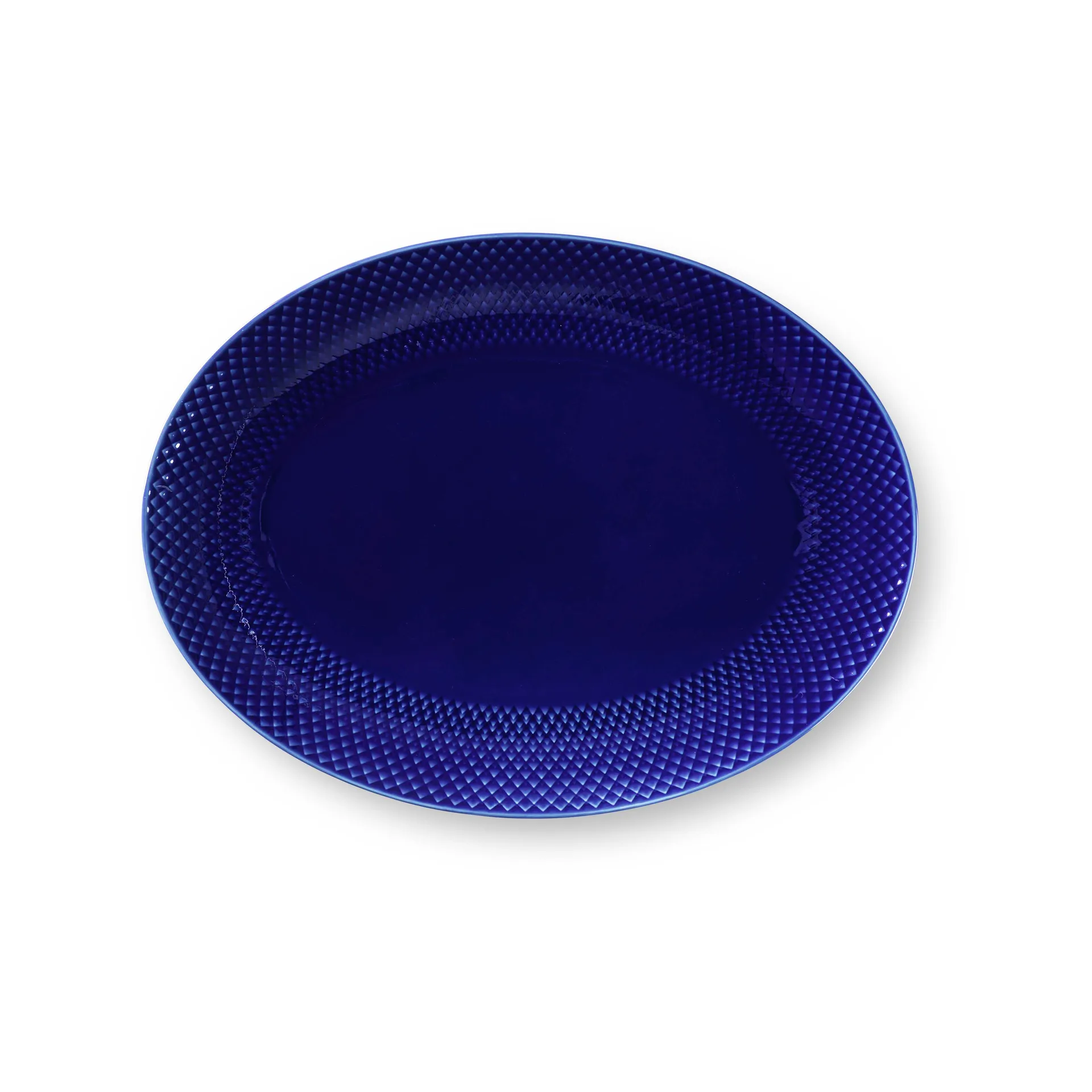 Rhombe serveringsfat ovalt 35x26,5 cm, Mörkblå Lyngby Porcelæn