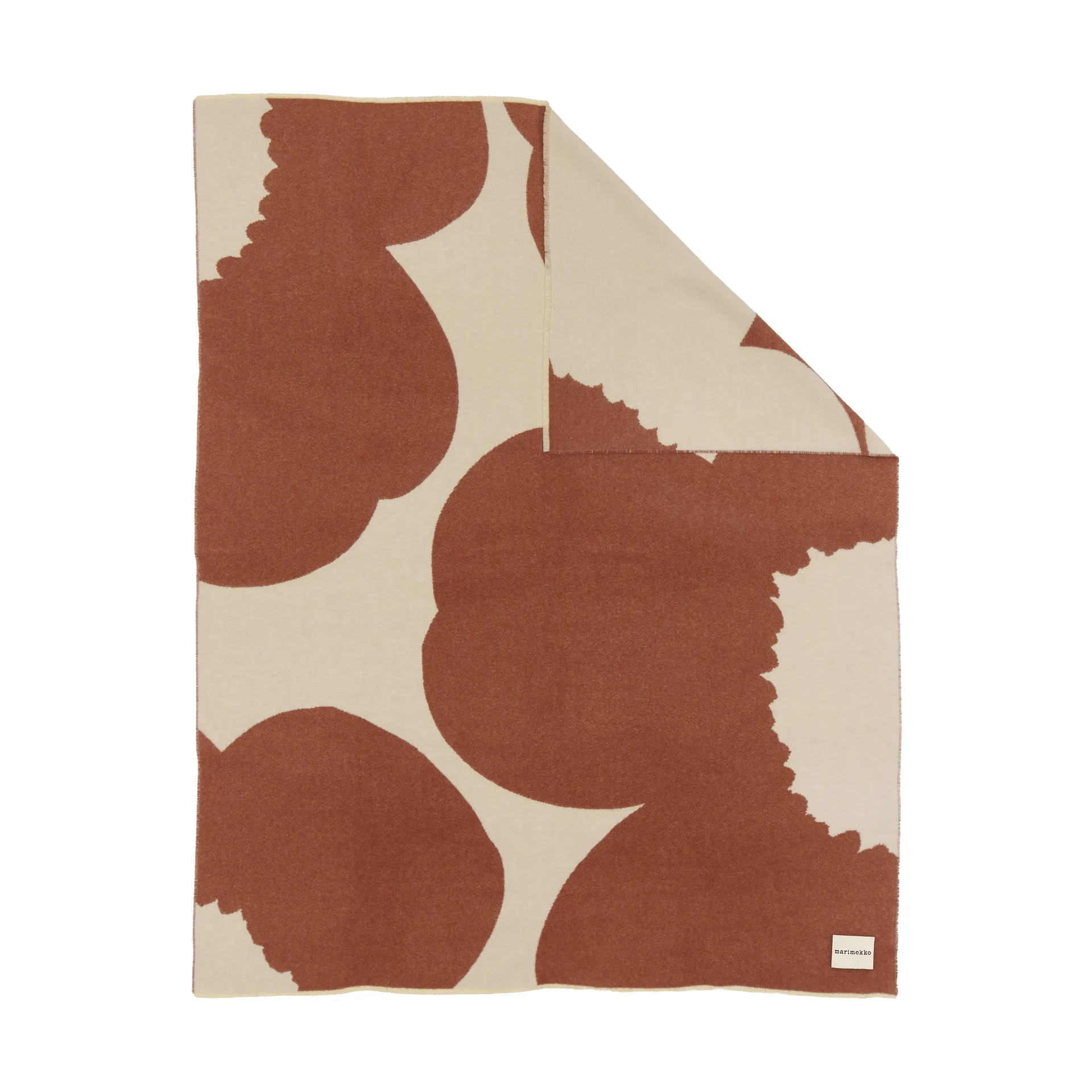 Iso Unikko pläd, Off white-chestnut, 130x170 cm Marimekko