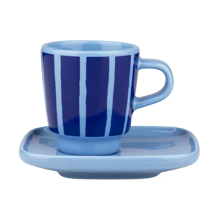 Piccolo espresso kopp med fat - Light blue-blue, 5 cl - Marimekko