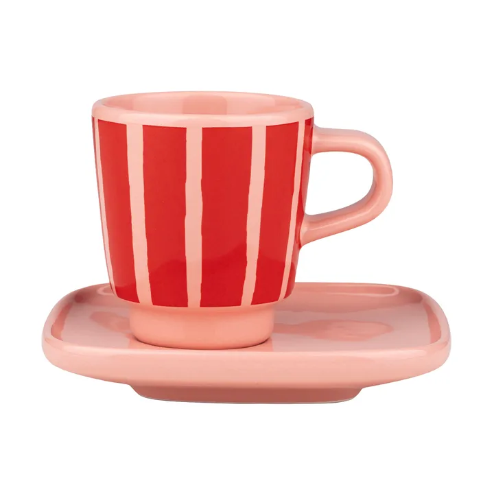 Piccolo espresso kopp med fat - Salmon red-orange red, 5 cl - Marimekko