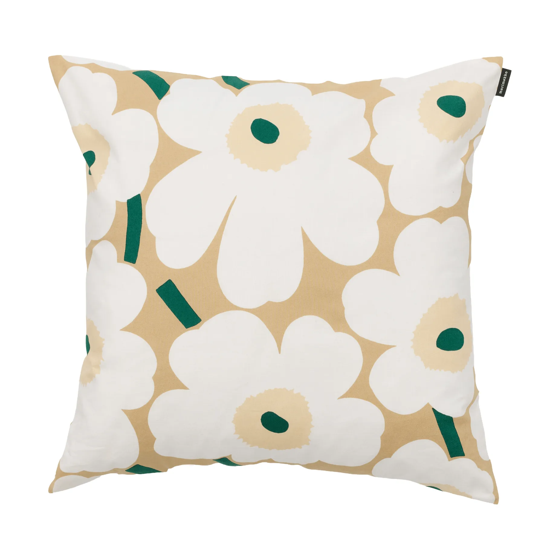 Pieni unikko kuddfodral 50x50 cm, Sand-white-hay-emerald Marimekko