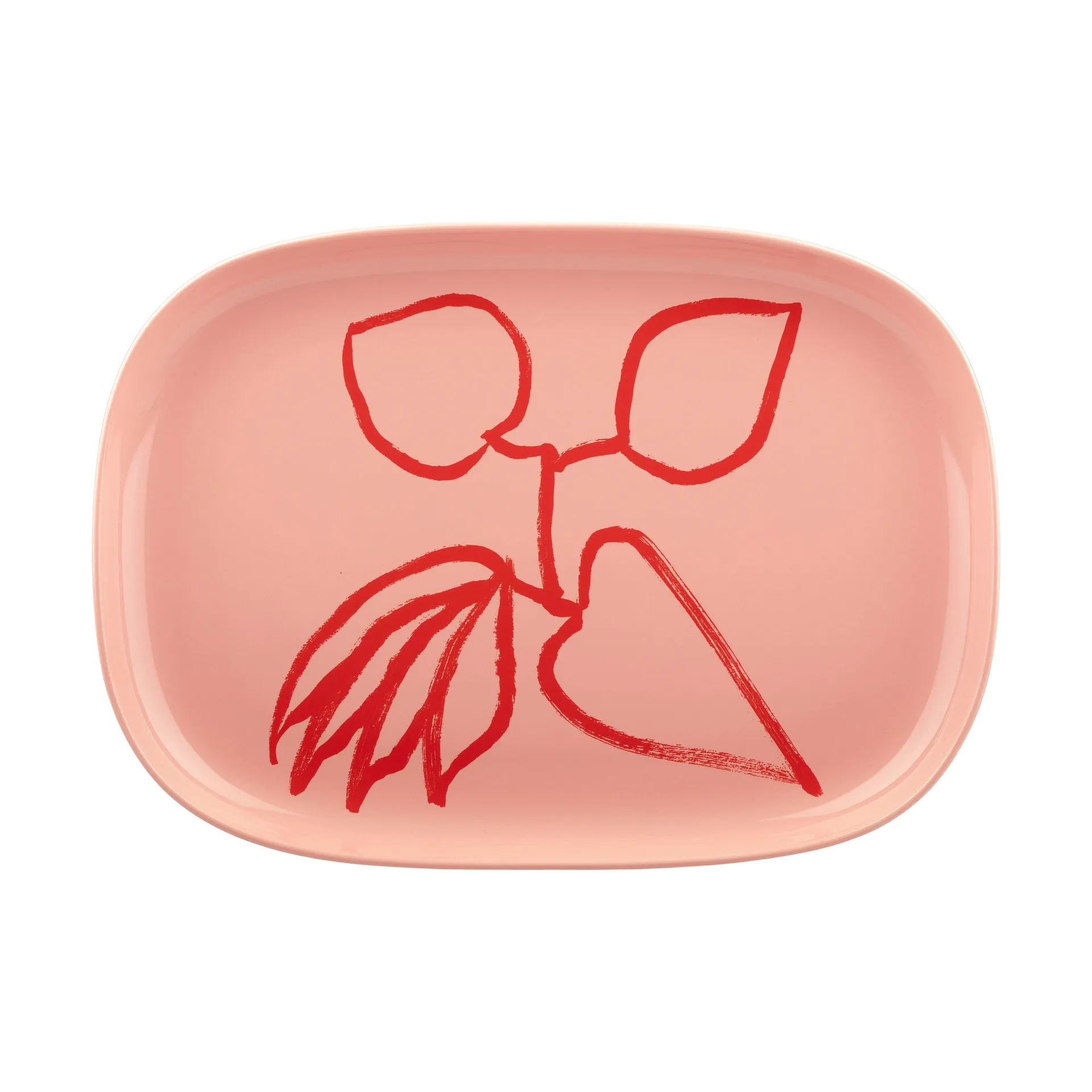 Ukonhattu serveringsfat 23x32 cm, Salmon red-tomato red Marimekko