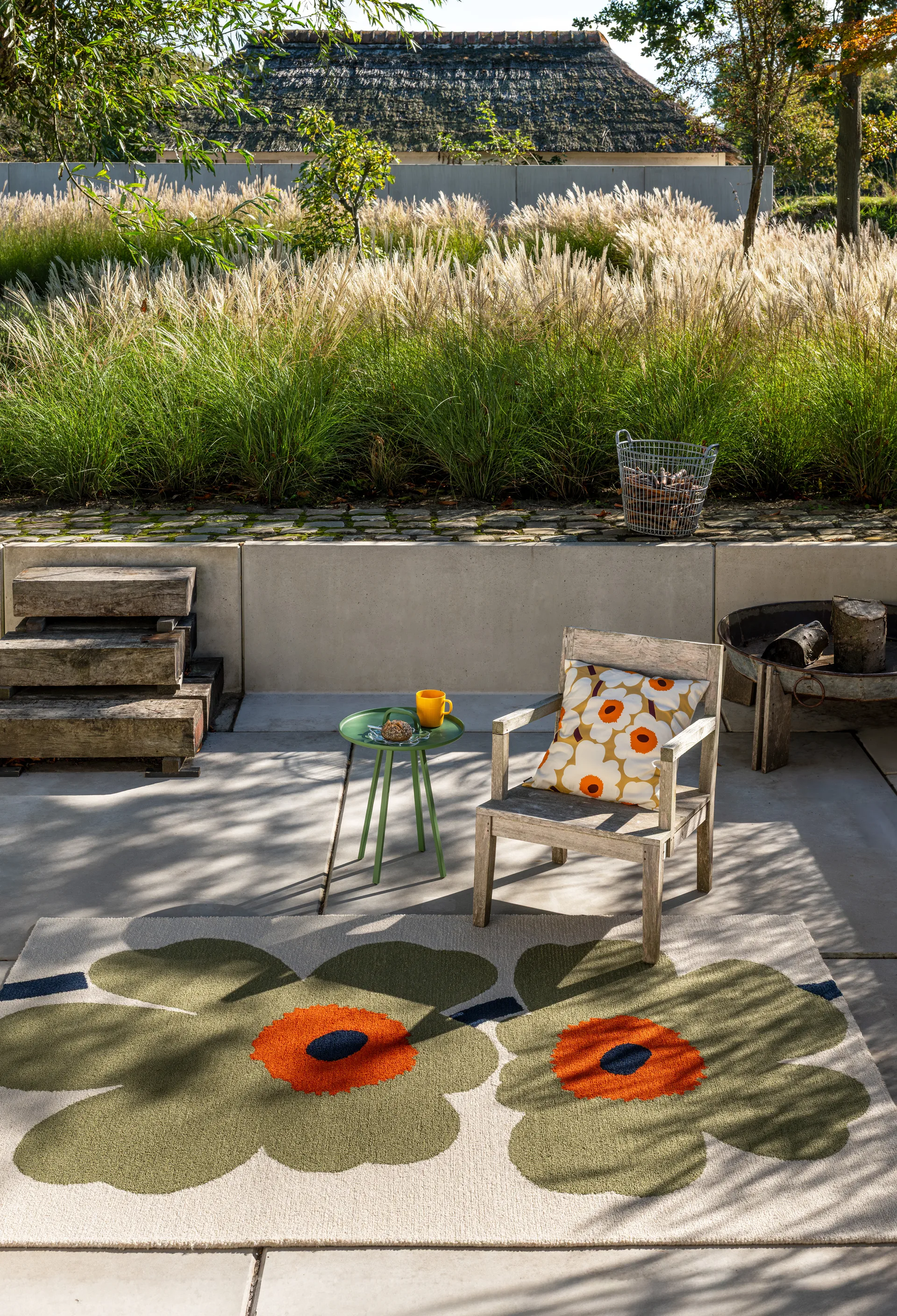 Unikko anniversary matta outdoor, Dusty green, 160x230 cm Marimekko