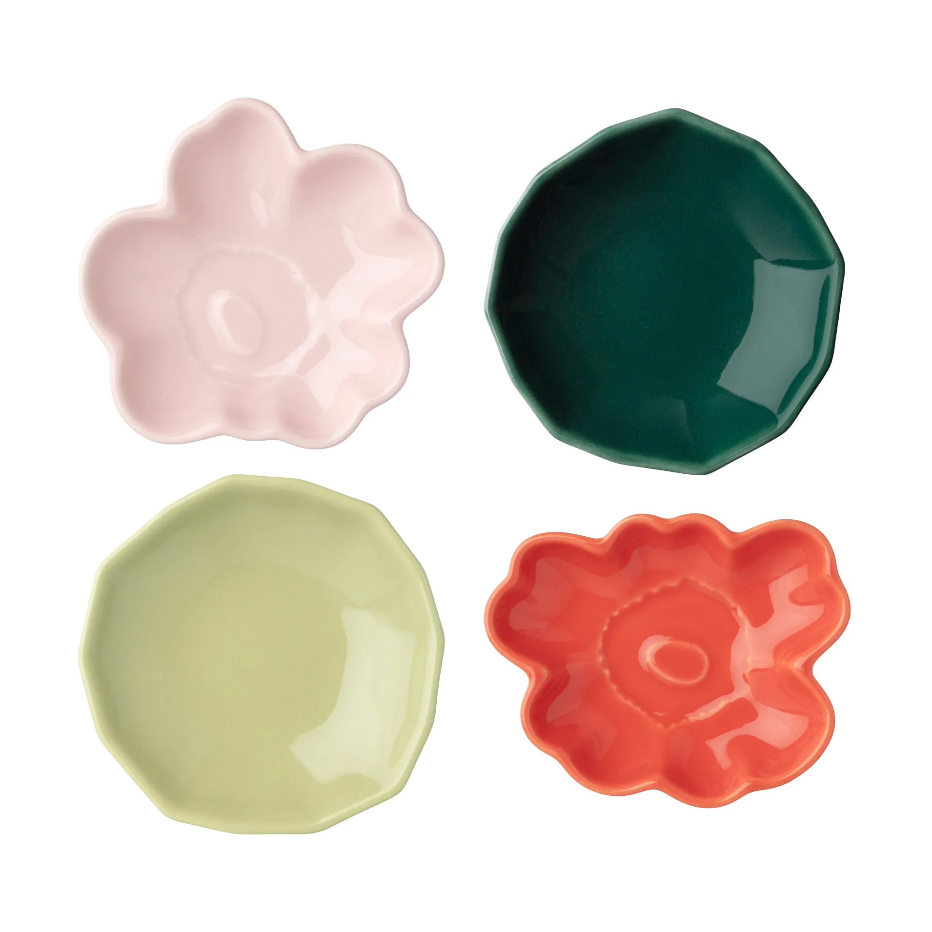 Unikko & kivet shape tallrik 4 delar, Pink-pear-red-dark green Marimekko