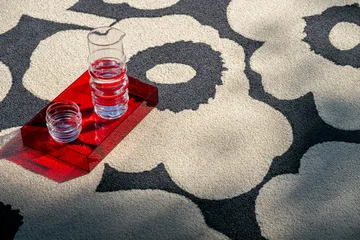 Unikko matta outdoor - Charcoal-white, 160x230 cm - Marimekko