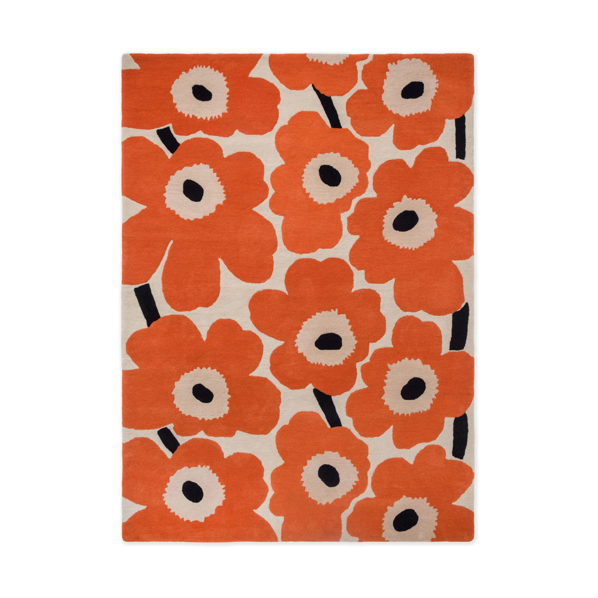 Unikko ullmatta, Orange Red, 170x240 cm Marimekko