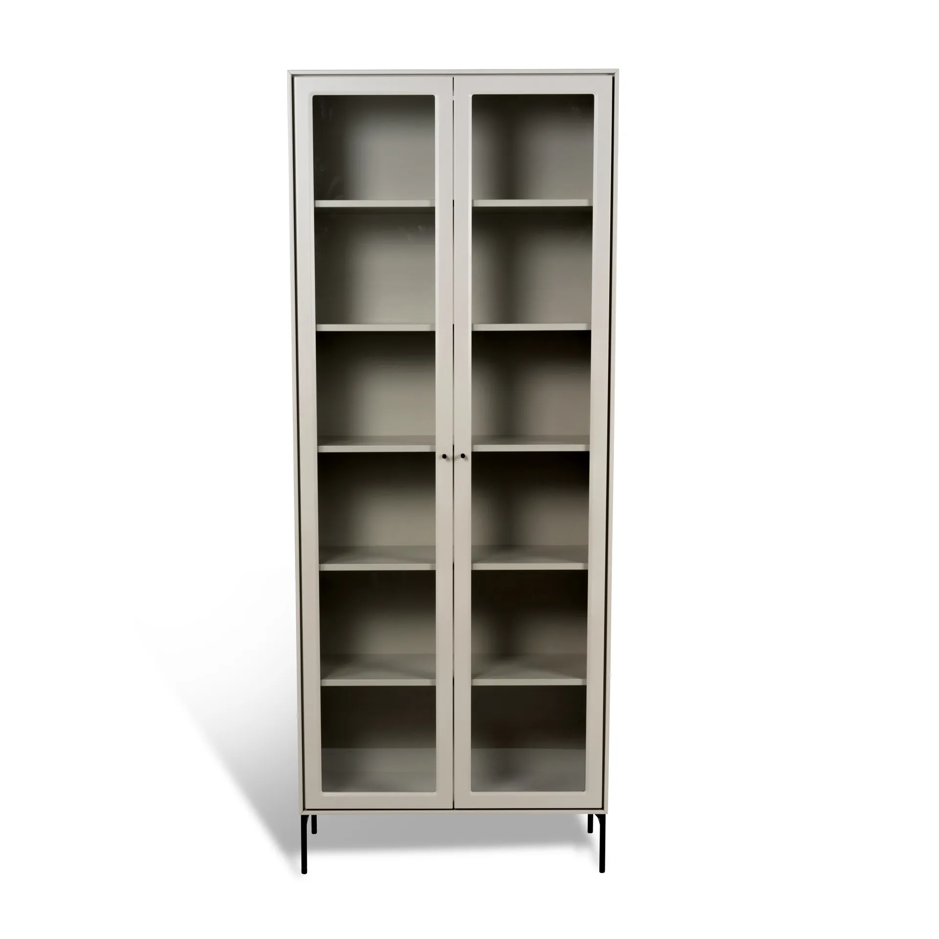 Volt vitrinskåp 190 cm beige, Detaljer i svart Mavis