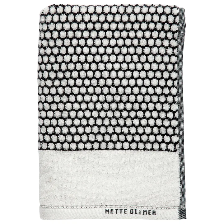 Grid badhandduk 70x140 cm - Svart-off white - Mette Ditmer