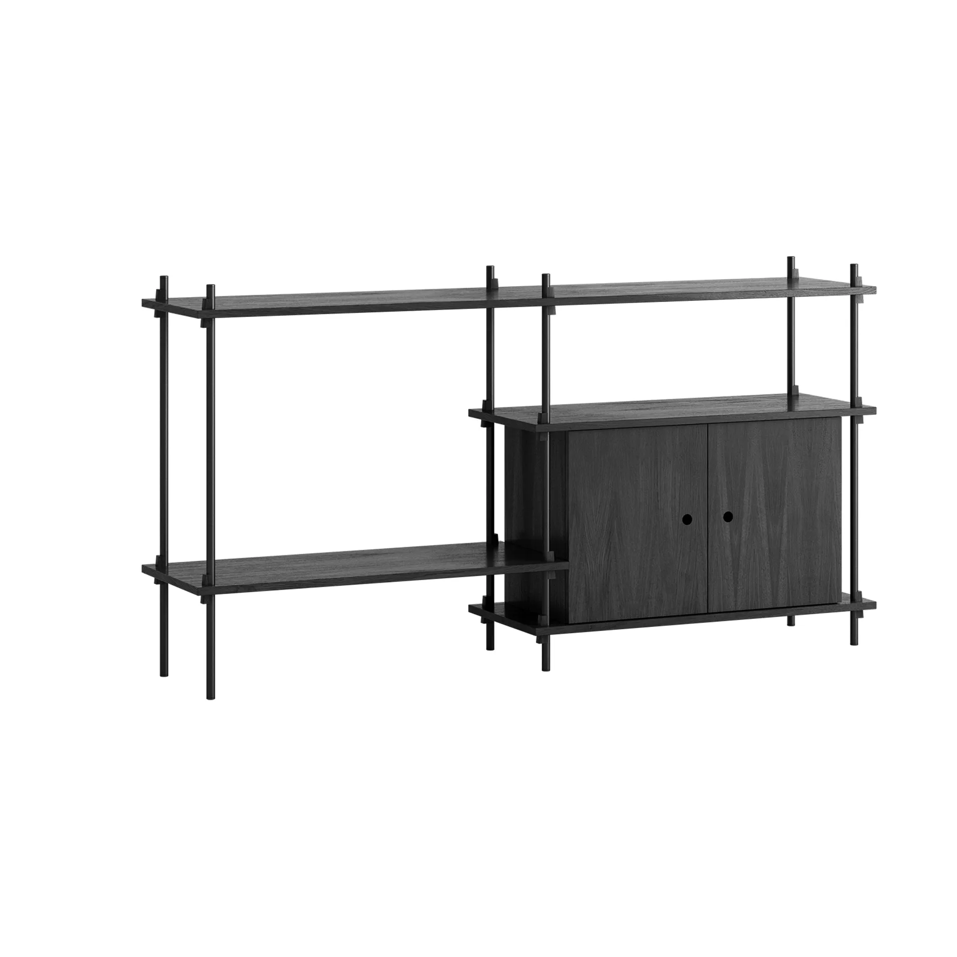 Shelving System hylla med skåp, Black, 163x85x35 cm, S.85.2.C MOEBE