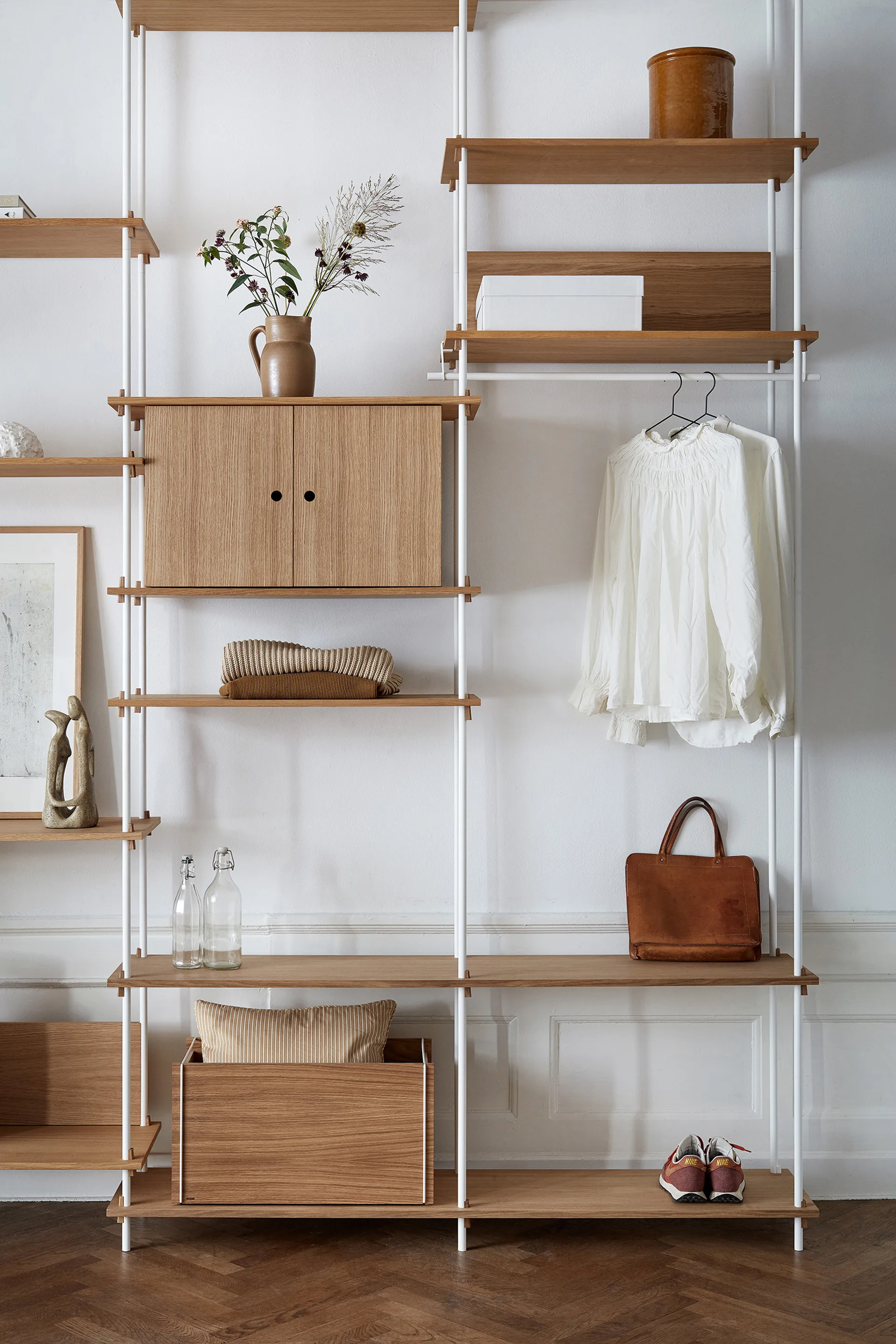 Shelving System hylla med skåp, Black, 163x85x35 cm, S.85.2.C MOEBE