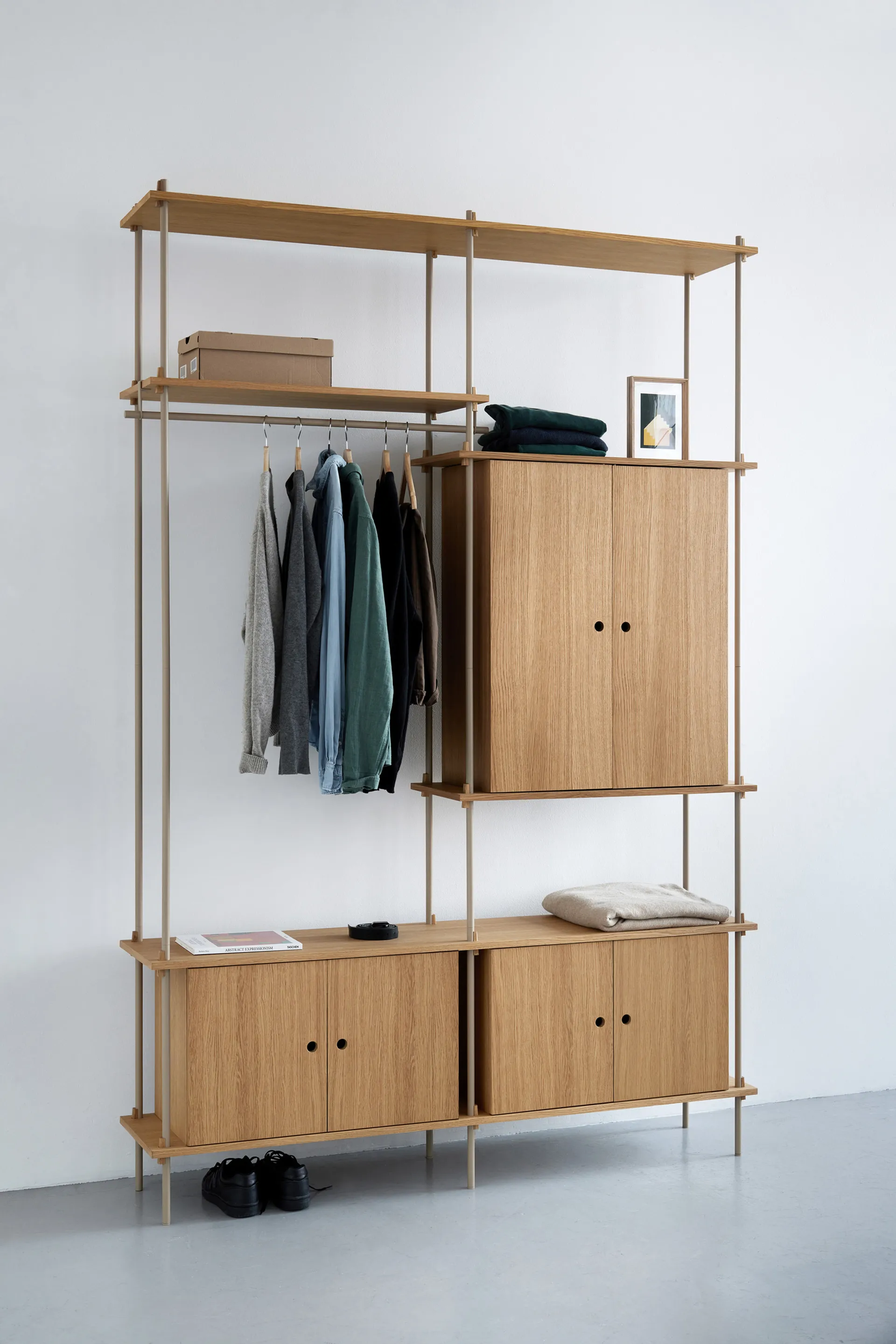 Shelving System hylla med skåp, Ek-warm grey, 163x85x35 cm, S.85.2.C MOEBE