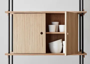 Shelving System hylla med skåp - Ek-warm grey, 163x85x35 cm, S.85.2.C - MOEBE