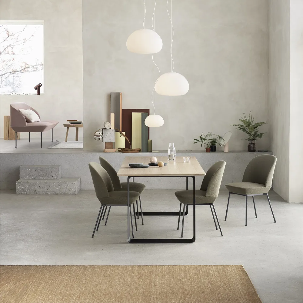 70/70 matbord 225x90 cm, Solid oak-Grey Muuto