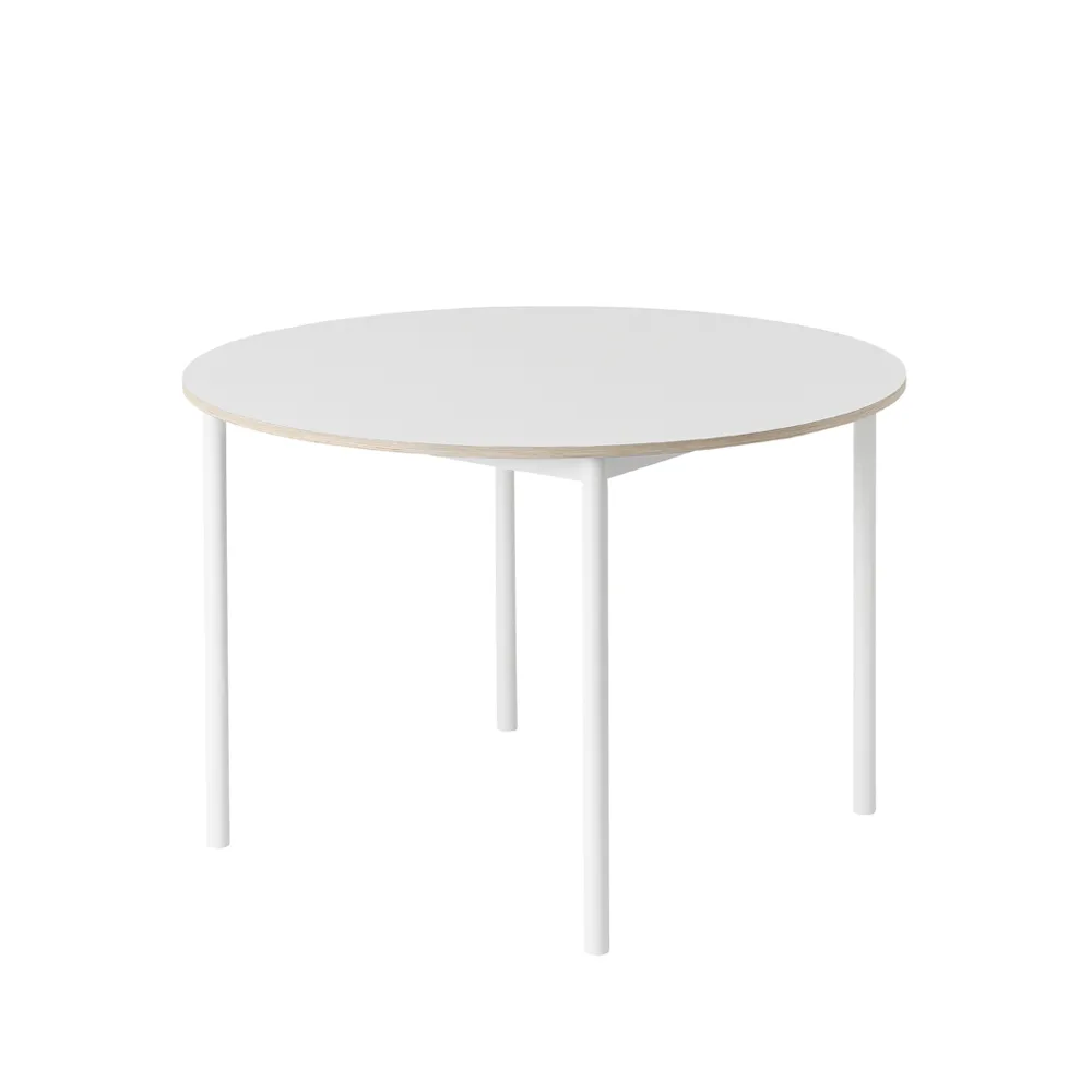 Base matbord runt Ø110 cm, White laminate-Plywood-White Muuto