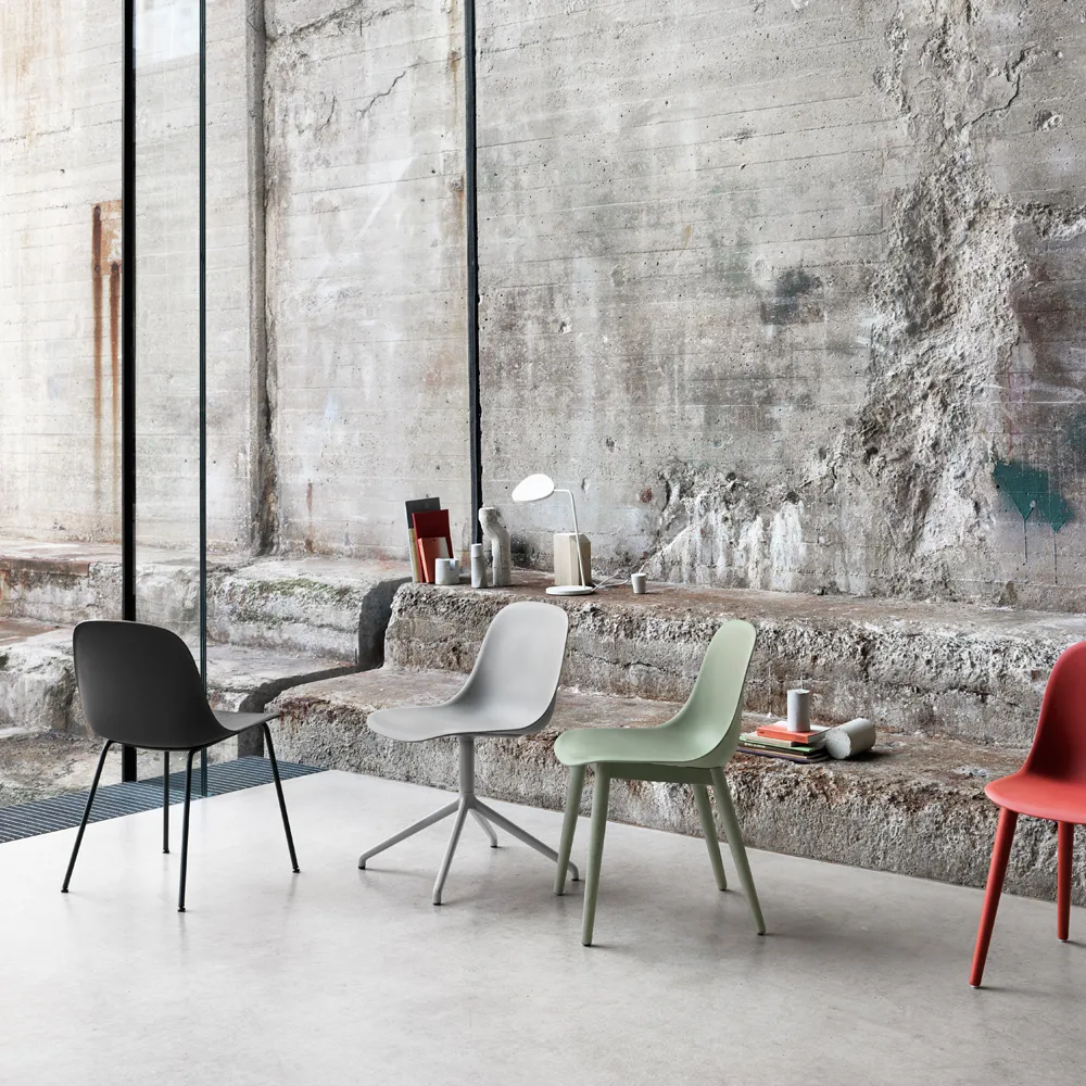 Fiber stol stålmedar plastsits, Black-Anthracite black Muuto