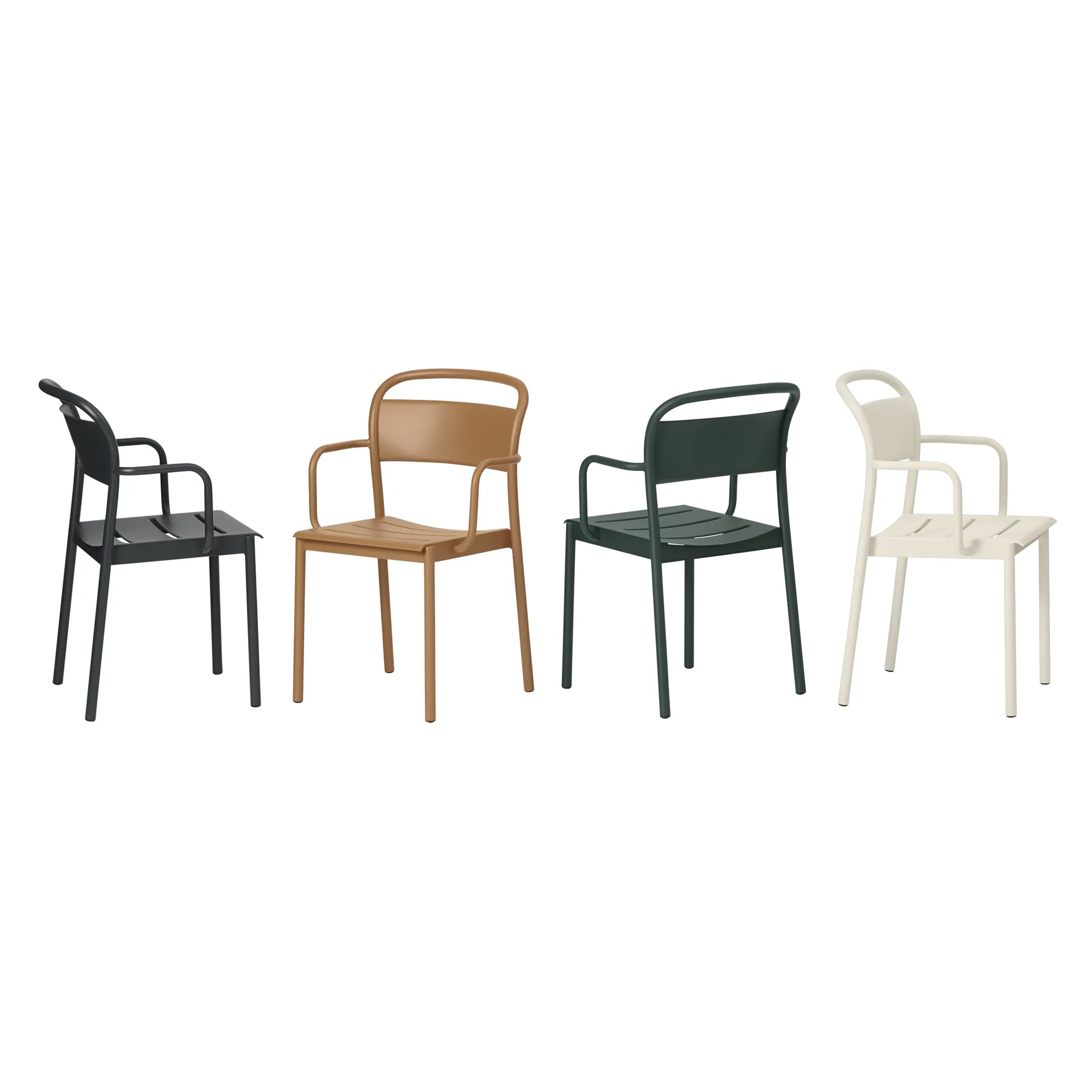Linear steel armchair karmstol, Burnt orange Muuto