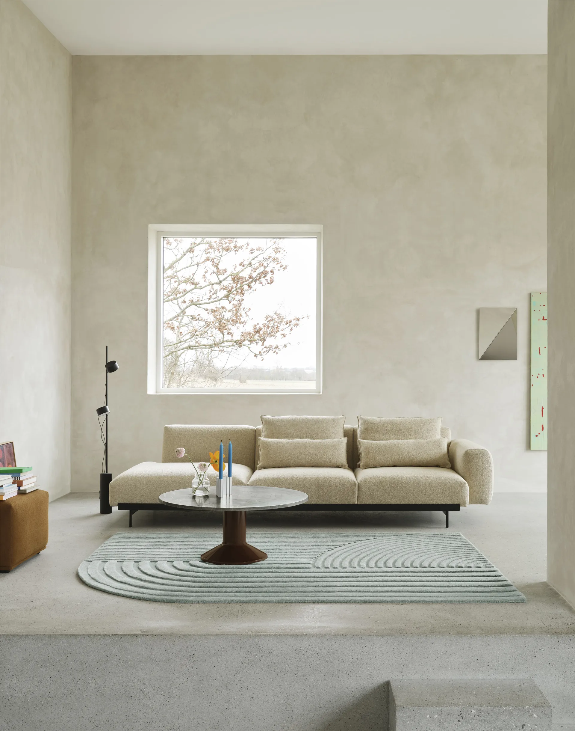 Midst soffbord, Grey marble-dark red, Ø90 cm Muuto