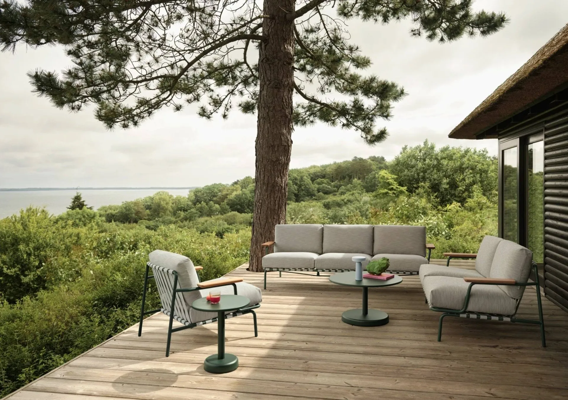 Settle 3-sits soffa, Ribbed Weave 2 Dark green Muuto