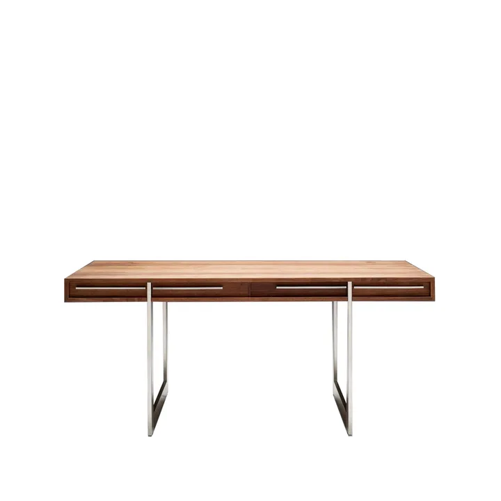 AK 1340 skrivbord - walnut, rostfritt stål, incl. lådor - Naver Collection