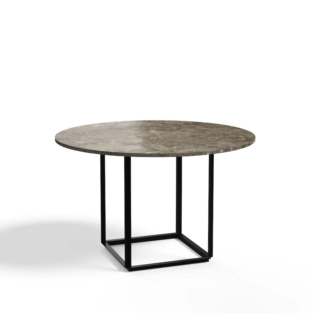 Florence matbord runt, gris du marais marble, ø120 cm, svart stativ New Works